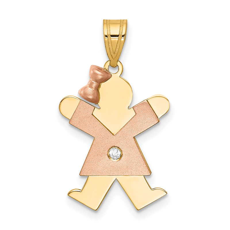 14k Two tone AAA Diamond kid pendant