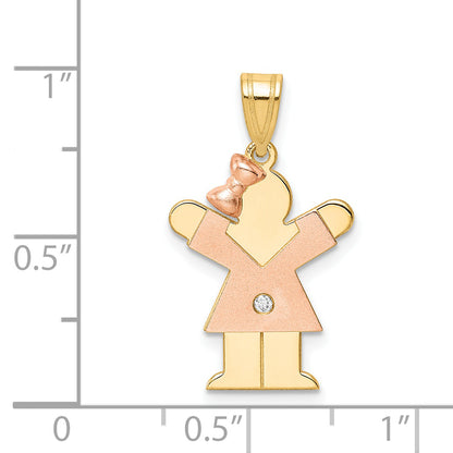 14k Two tone AAA Diamond kid pendant