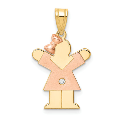 14k Two tone AAA Diamond kid pendant