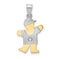 14k Two tone VS Diamond kid pendant