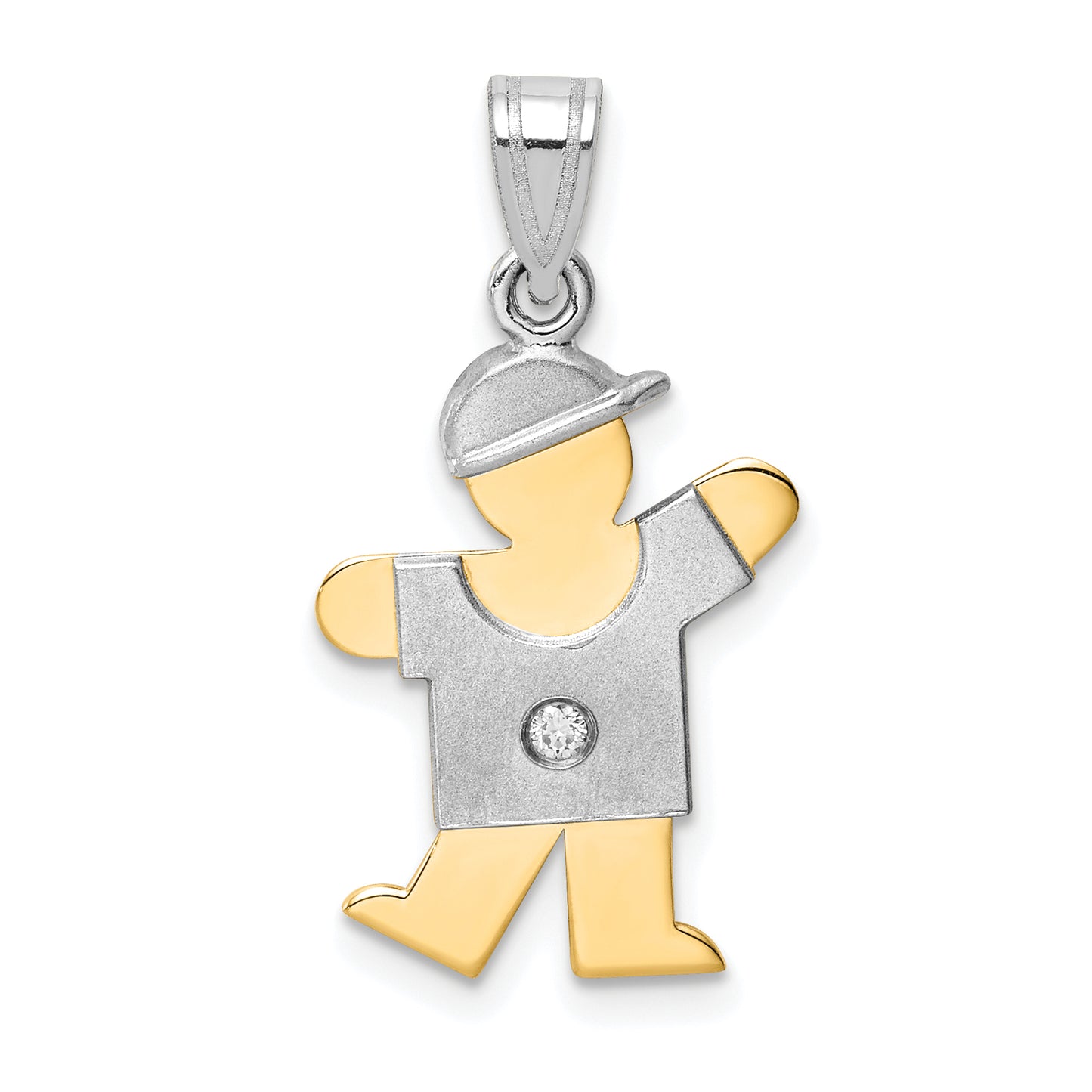 14k Two tone VS Diamond kid pendant