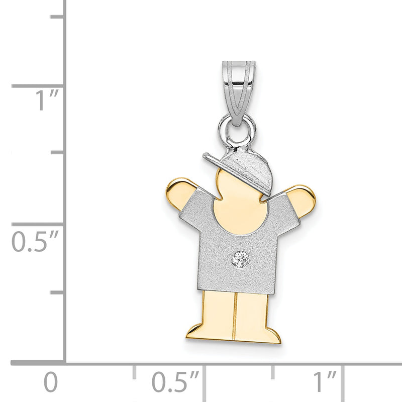 14k Two tone AAA Diamond kid pendant