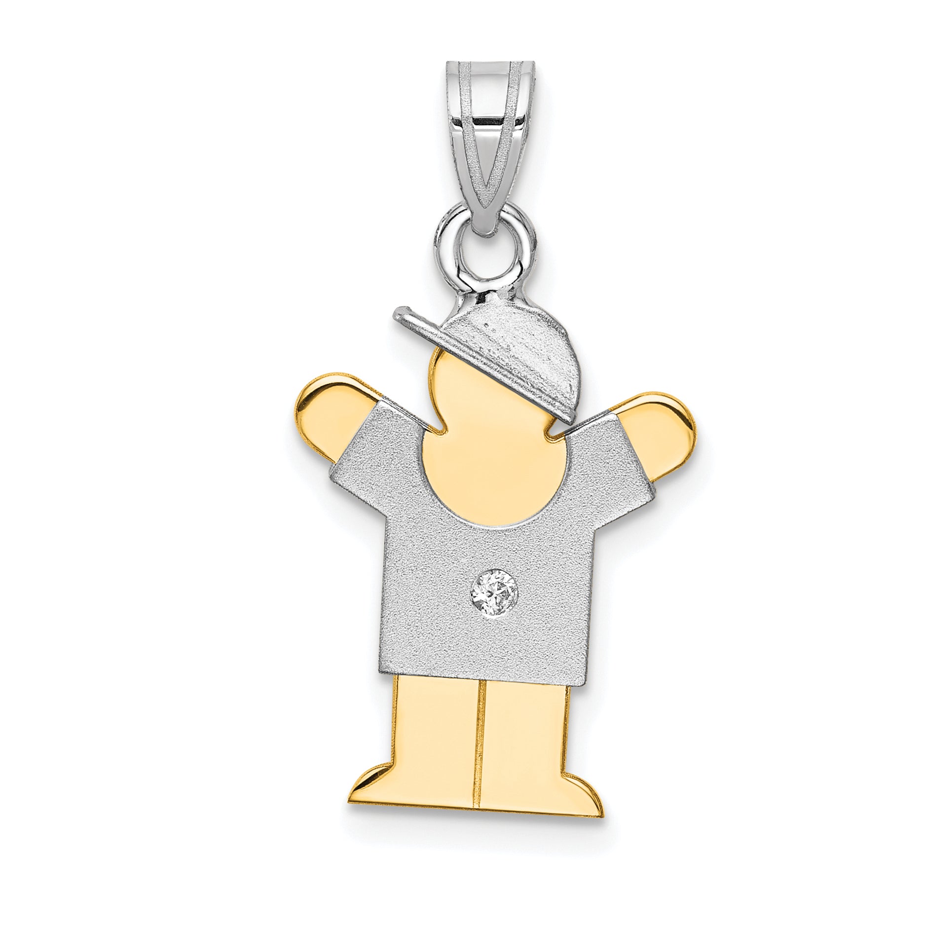 14k Two tone VS Diamond kid pendant