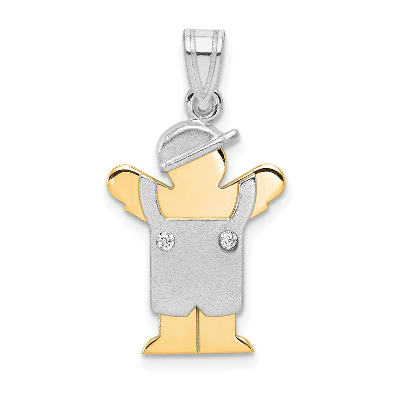 14k Two tone AAA Diamond kid pendant