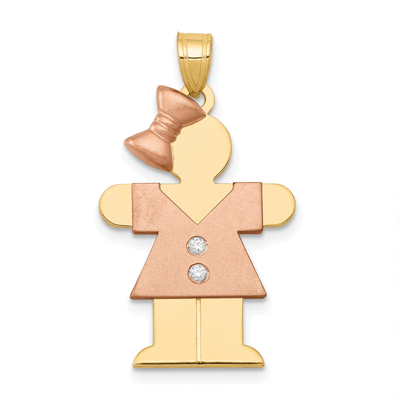14k Two tone VS Diamond kid pendant