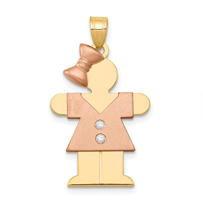 14k Two tone AAA Diamond kid pendant
