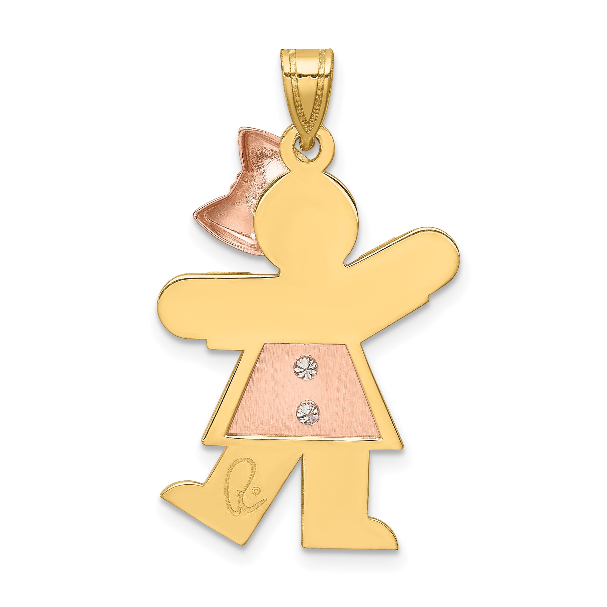14k Two tone A Diamond kid pendant
