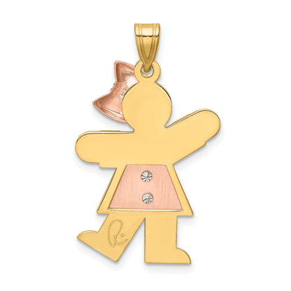 14k Two tone A Diamond kid pendant