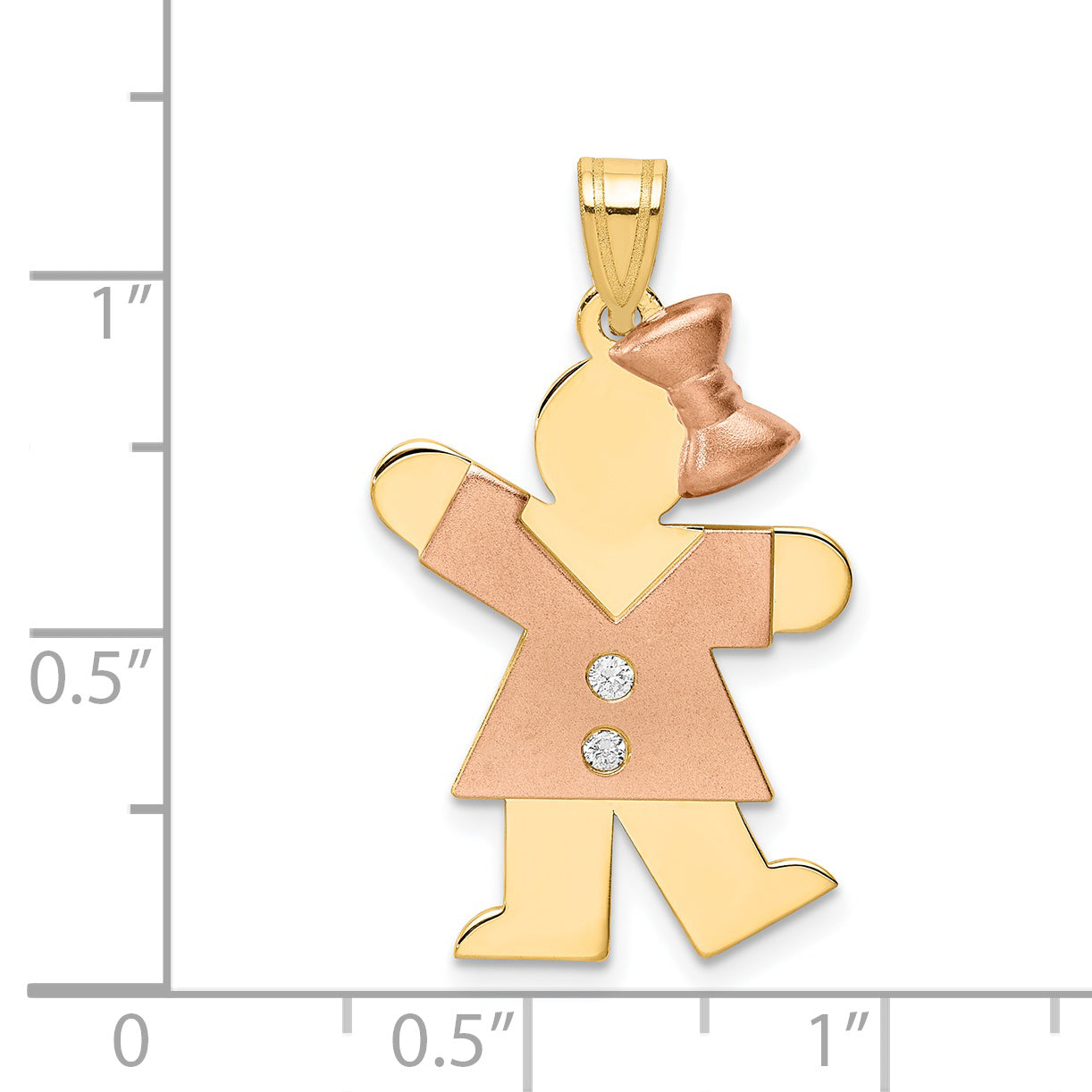 14k Two tone A Diamond kid pendant