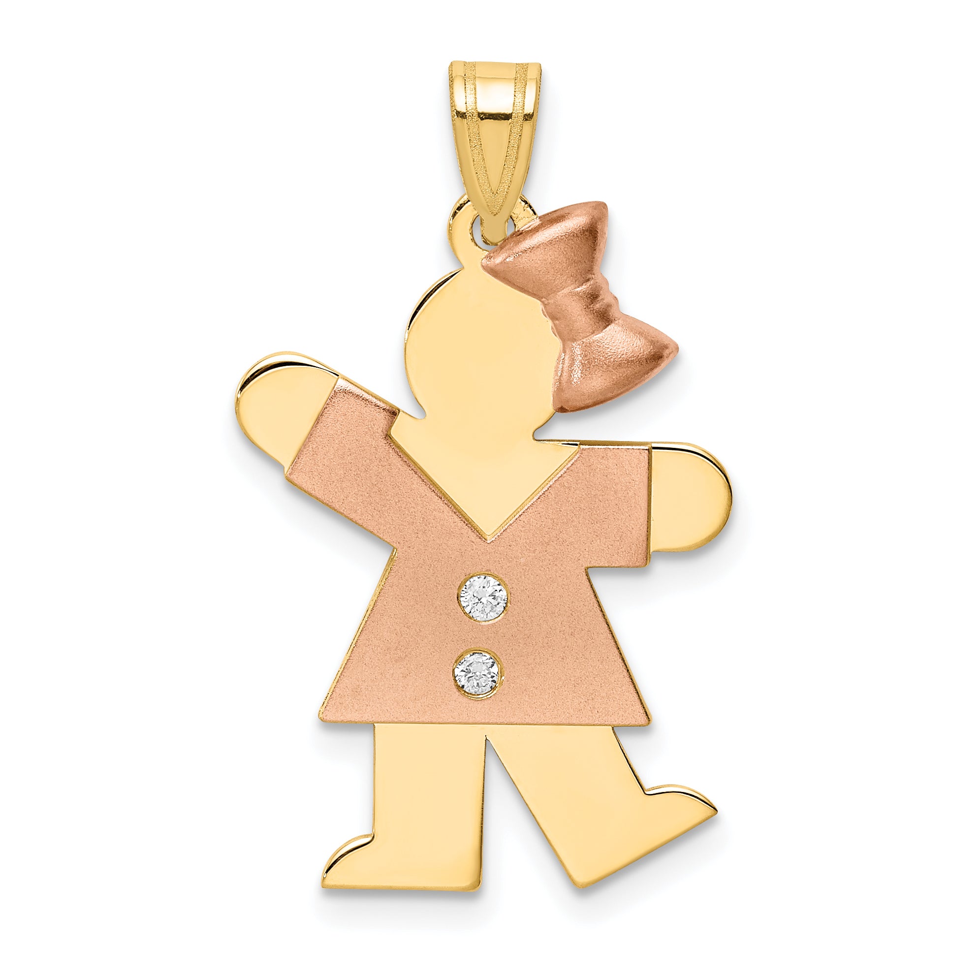 14k Two tone A Diamond kid pendant