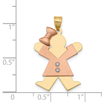 14k Two tone A Diamond kid pendant