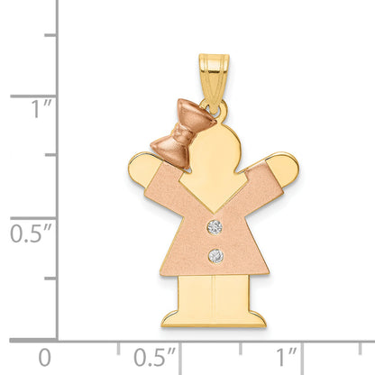 14k Two tone VS Diamond kid pendant