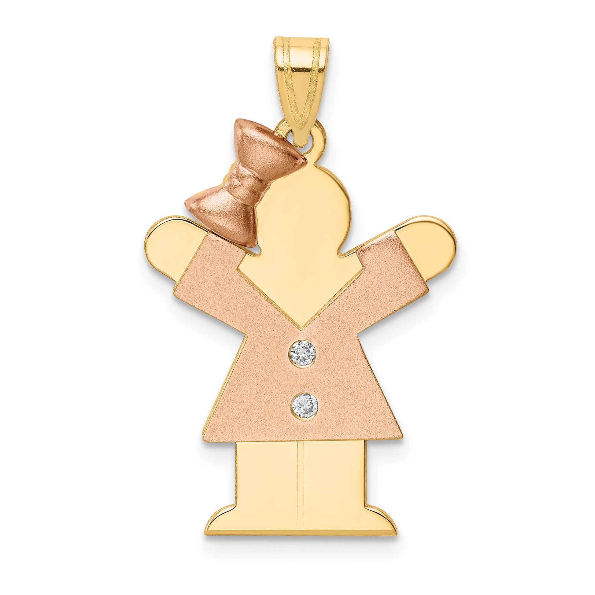 14k Two tone A Diamond kid pendant