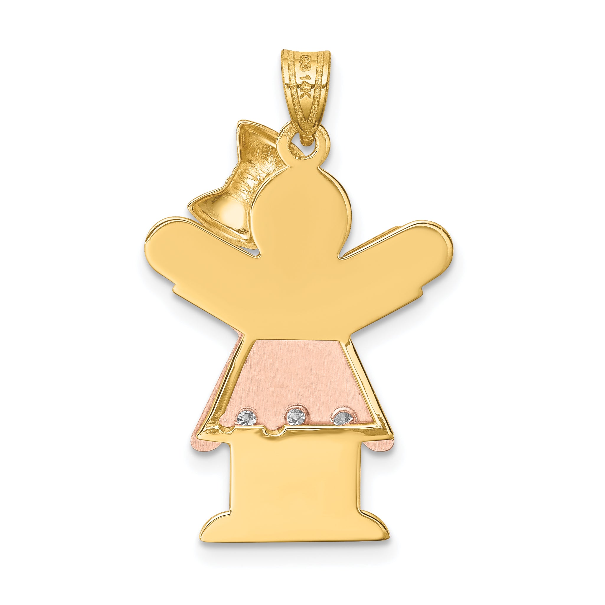 14k Two tone AAA Diamond kid pendant