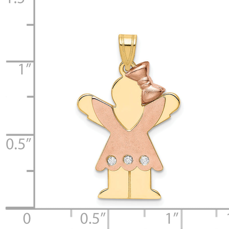 14k Two tone VS Diamond kid pendant