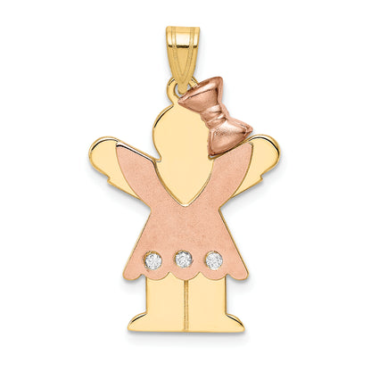 14k Two tone AAA Diamond kid pendant