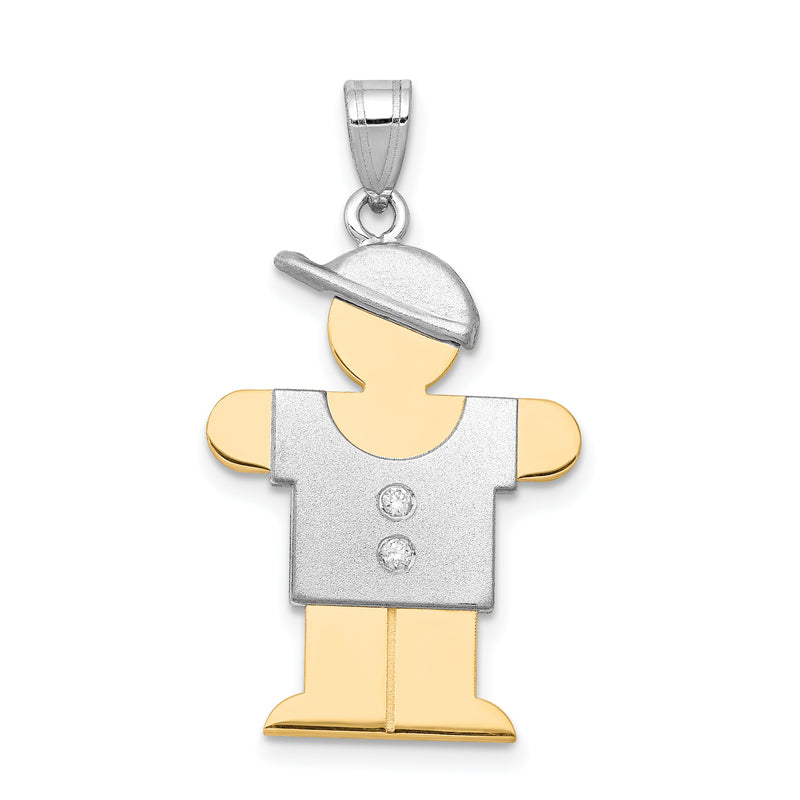 14k Two tone VS Diamond kid pendant