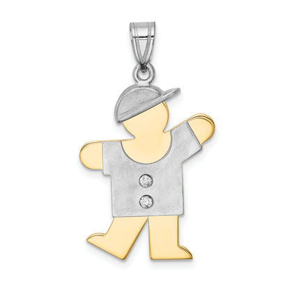 14k Two tone AAA Diamond kid pendant