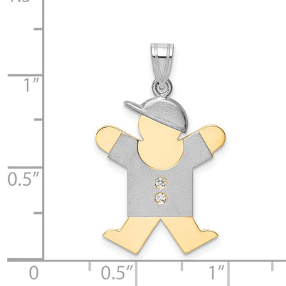 14k Two tone A Diamond kid pendant