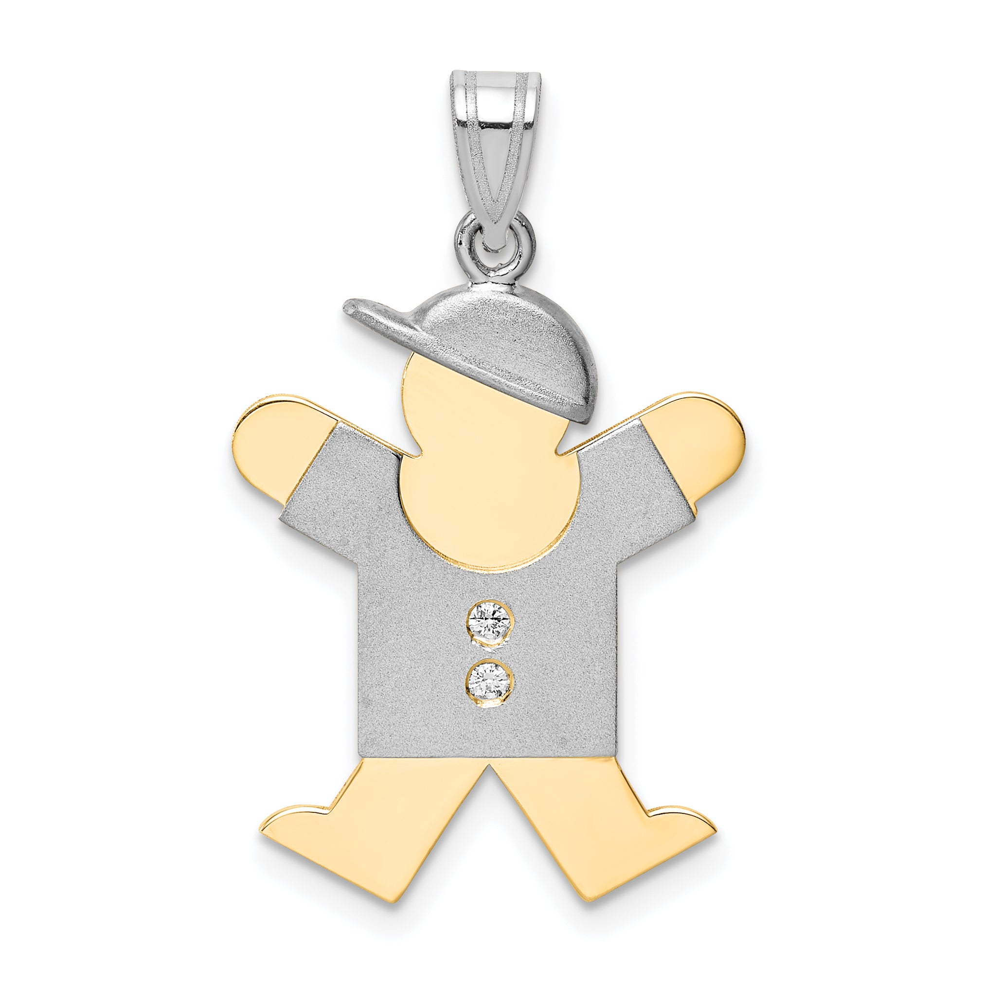 14k Two tone A Diamond kid pendant