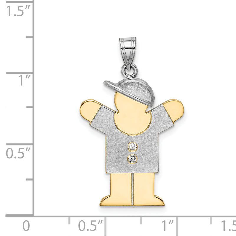 14k Two tone VS Diamond kid pendant