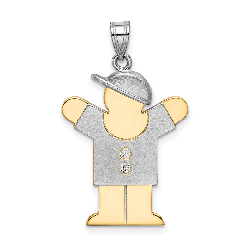 14k Two tone VS Diamond kid pendant