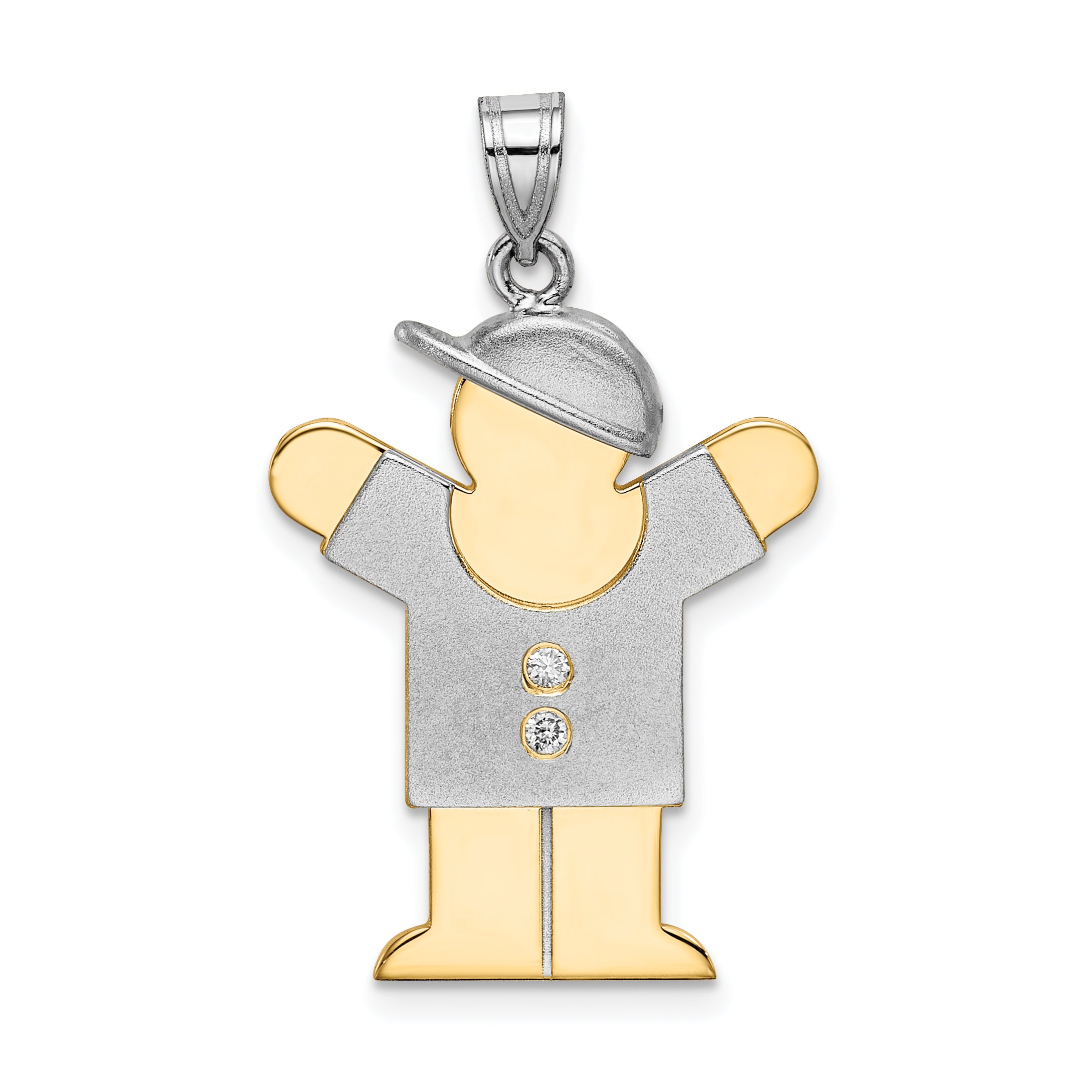 14k Two tone A Diamond kid pendant