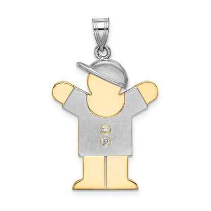 14k Two tone A Diamond kid pendant