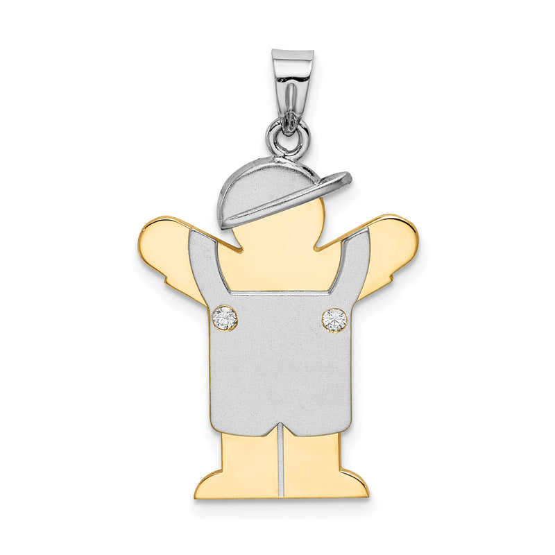 14k Two tone A Diamond kid pendant