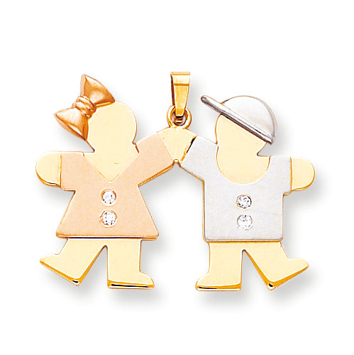 14k Tri Color AA Diamond kid pendant