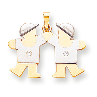 14k Two tone AA Diamond kid pendant