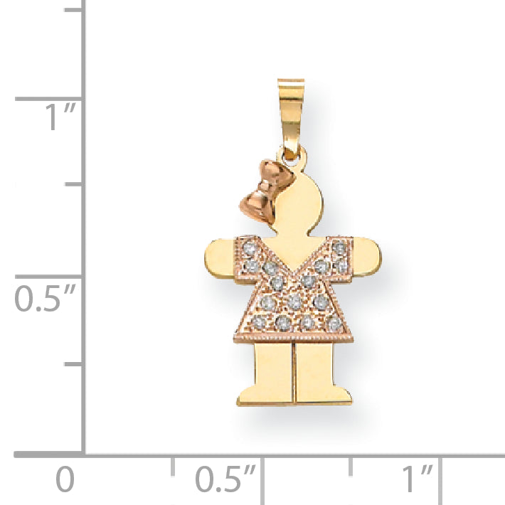 14k Two tone A Diamond kid pendant