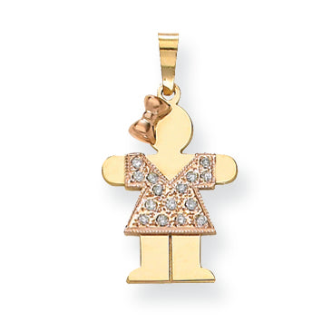 14k Two tone A Diamond kid pendant