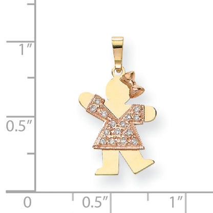 14k Two tone AAA Diamond kid pendant
