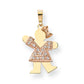 14k Two tone VS Diamond kid pendant