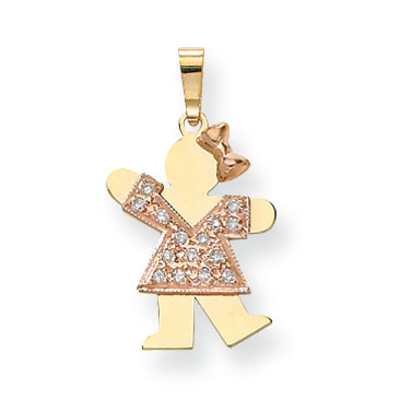 14k Two tone A Diamond kid pendant
