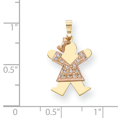 14k Two tone AA Diamond kid pendant