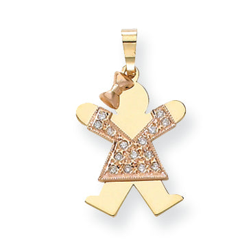 14k Two tone A Diamond kid pendant