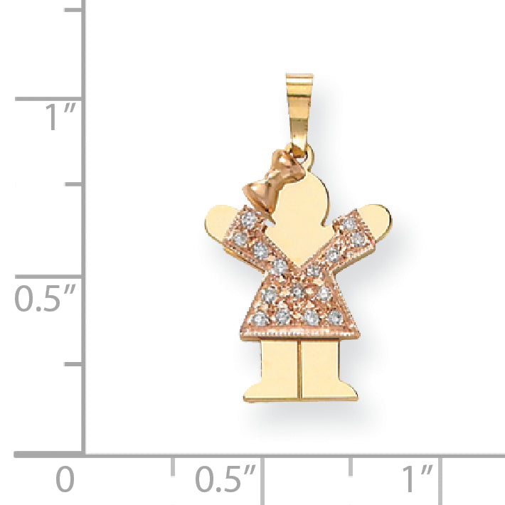 14k Two tone AAA Diamond kid pendant