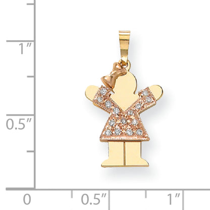 14k Two tone AAA Diamond kid pendant