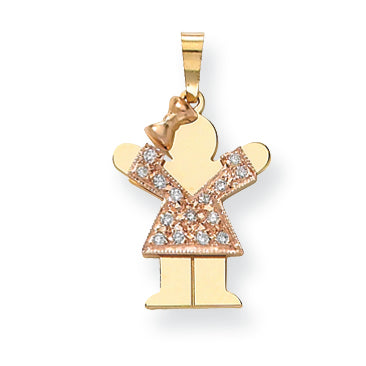 14k Two tone AA Diamond kid pendant