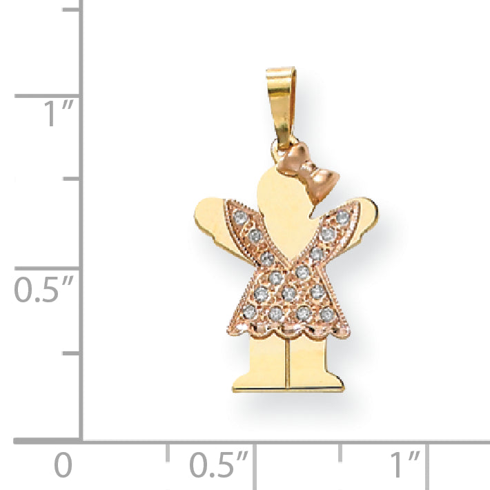 14k Two tone AAA Diamond kid pendant