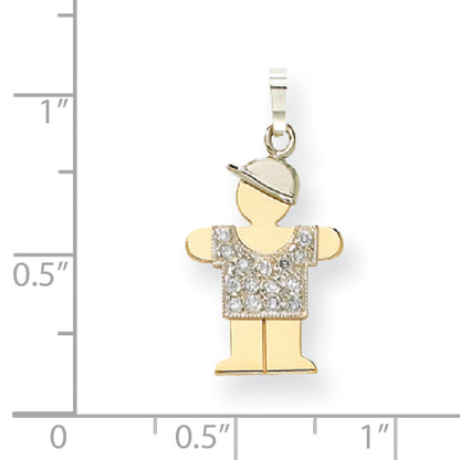 14k Two tone AA Diamond kid pendant