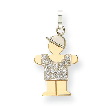 14k Two tone A Diamond kid pendant