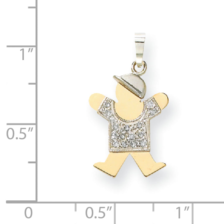 14k Two tone AAA Diamond kid pendant