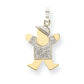 14k Two tone AAA Diamond kid pendant