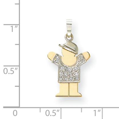 14k Two tone AAA Diamond kid pendant