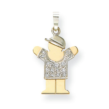 14k Two tone AAA Diamond kid pendant