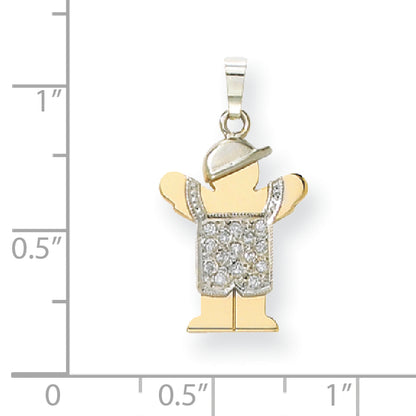 14k Two tone A Diamond kid pendant