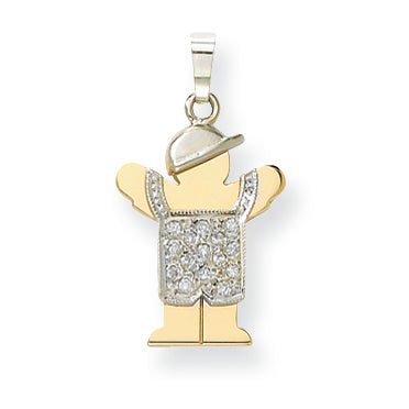14k Two tone A Diamond kid pendant